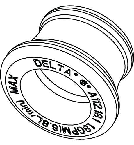 Delta aerator with threaded collar showing MAX flow rate and measurement specifications in oil rubbed bronze finish.