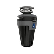 Moen EX Series 1 HP garbage disposal with stainless steel flange and control buttons on black housing.