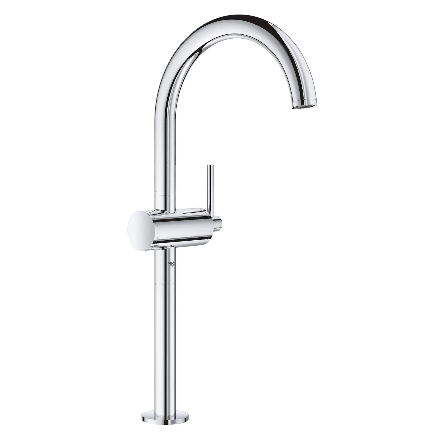 Chrome safety ring component for Grohe faucet model 4826600M with curved spout design.