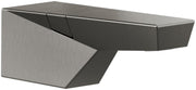 Black stainless steel tub spout with diverter lever and angular modern design.