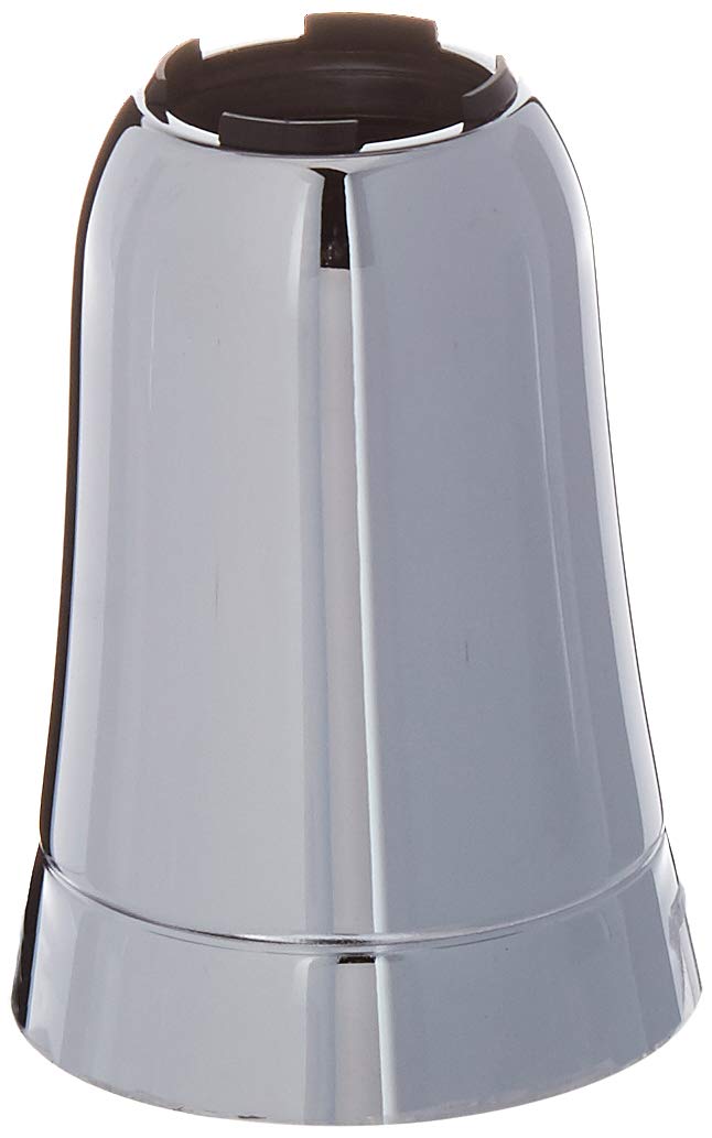 Chrome finish valve sleeve with dark brown interior cap and notched top ring.
