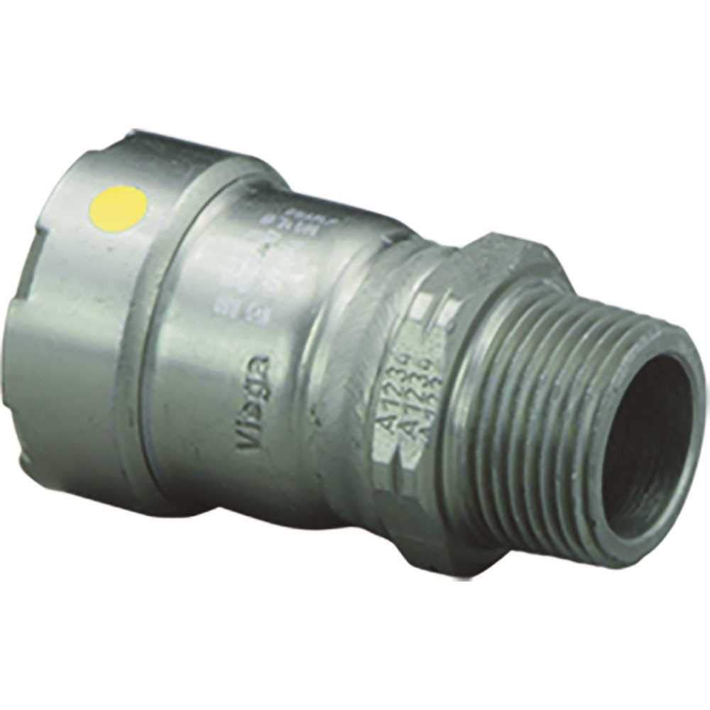 Viega MegaPressG 1/2" Press x Male Thread Adapter in Carbon Steel, Zinc-Nickel Coating - 25101