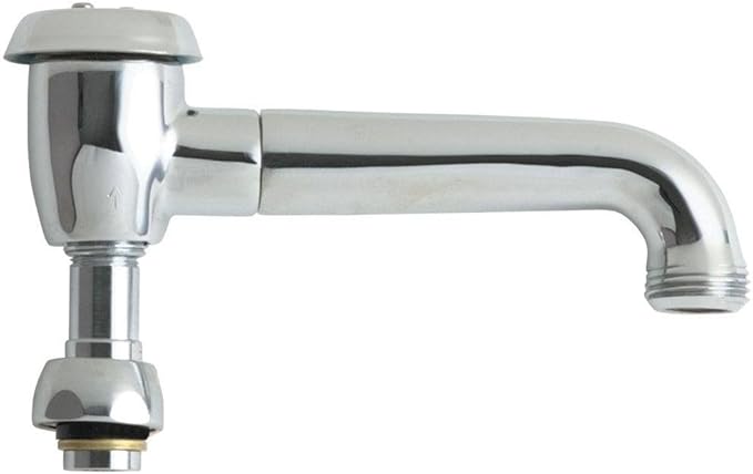 Chrome sink faucet with dual handles on left side and rigid horizontal spout extending to the right.