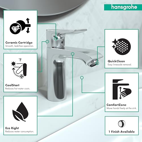 Chrome single-hole faucet with curved spout and lever handle on marble sink counter.