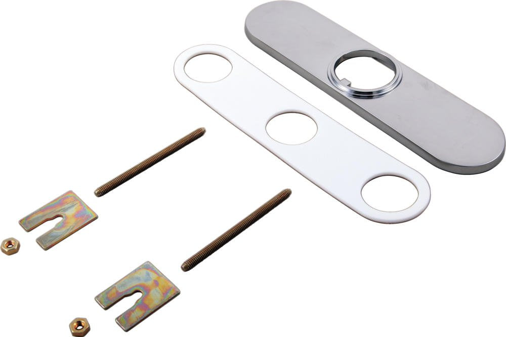 Arctic stainless escutcheon with gasket, two installation plates, screws, and fasteners displayed separately.