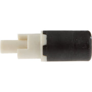 Black and cream plastic stem extender cartridge with cylindrical body and protruding inlet nozzle.