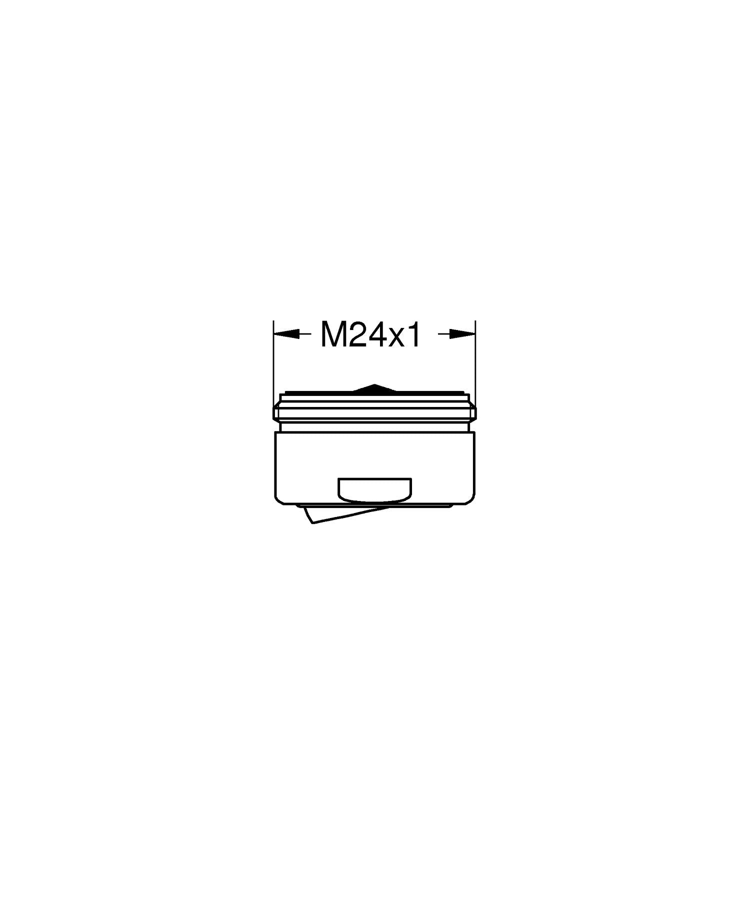 Chrome flow straightener with M24x1 thread connection and horizontal flow channels.