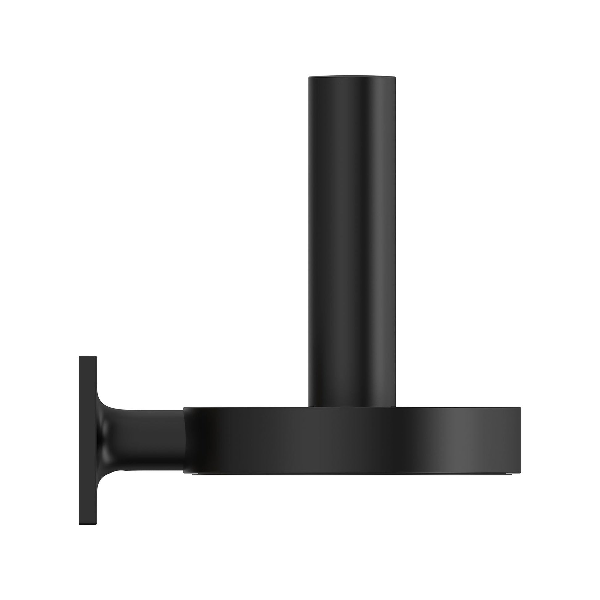 Grohe Allure Reserve toilet paper holder with brushed dark metal finish, wall-mounted with vertical and horizontal bar design