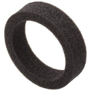 Dark gray foam ring spacer with textured surface and hollow center.