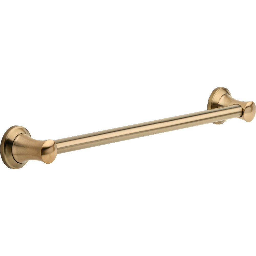 Brushed champagne bronze grab bar with circular wall mounts and rounded ends, displayed horizontally.