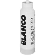 White cylindrical Blanco Drink Soft filter cartridge with threaded top cap and black text labeling.