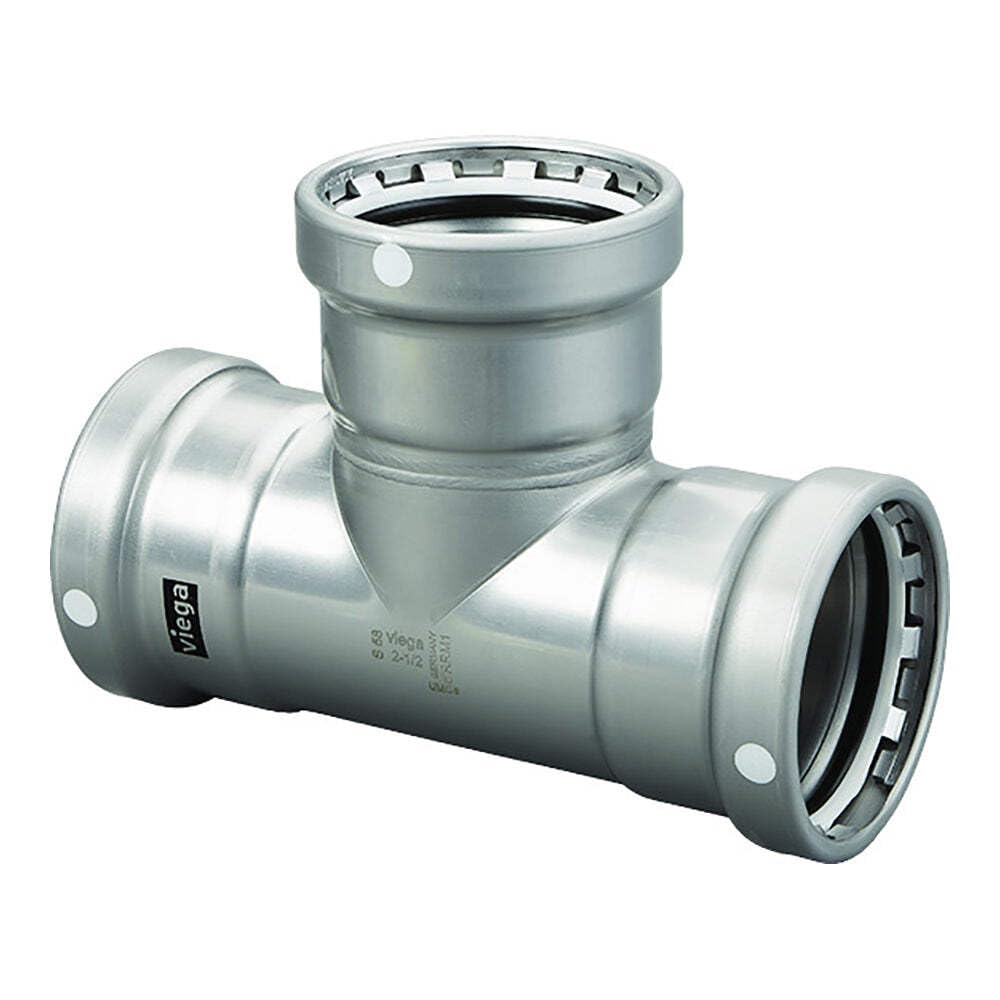 Viega MegaPress 2-1/2" x 2-1/2" x 2-1/2" Press Tee in Carbon Steel, Zinc-Nickel Coating - 26560