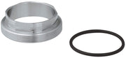 Chrome fitting ring with threaded base and black rubber seal gasket included.