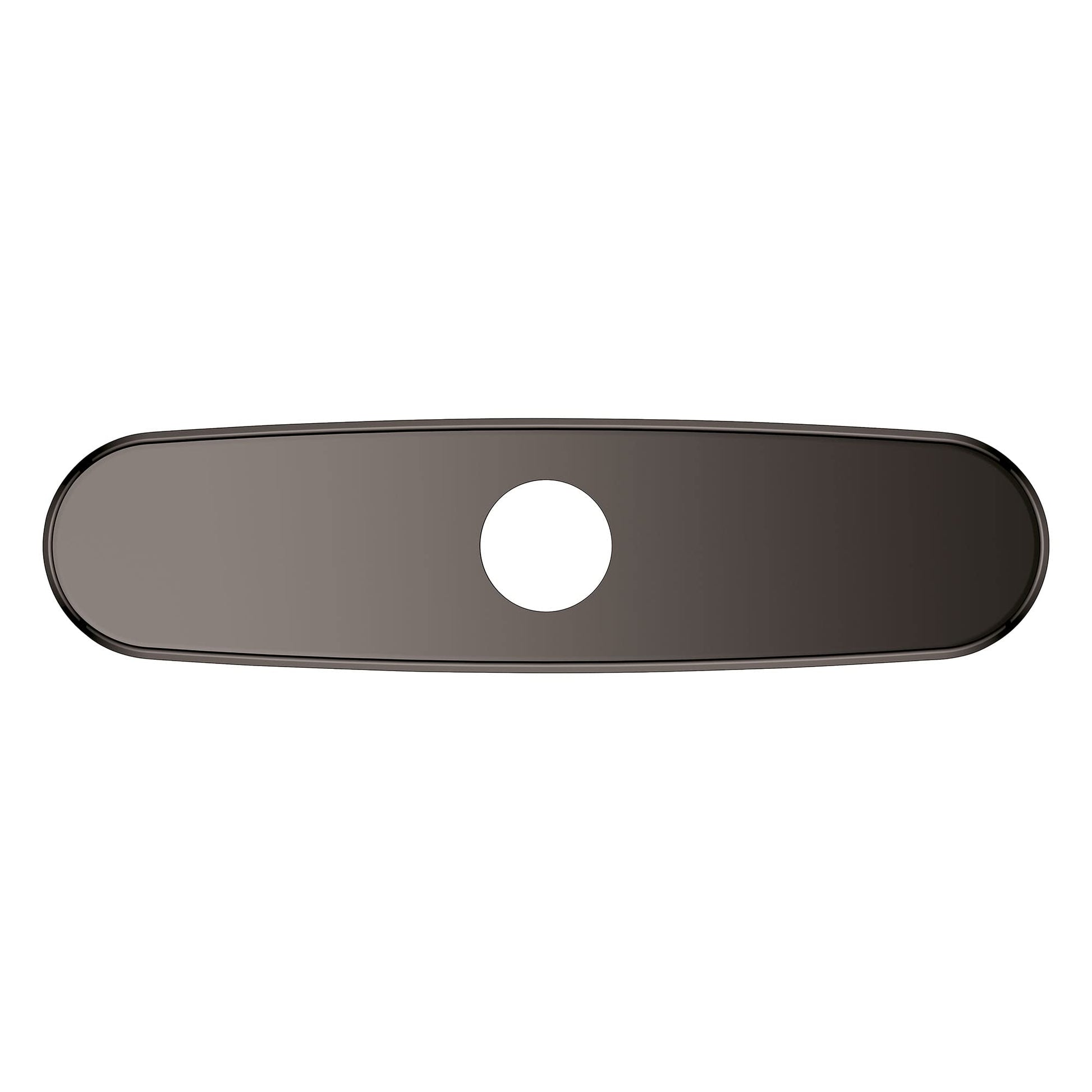 Dark gray elongated escutcheon with rounded edges and a single circular opening.