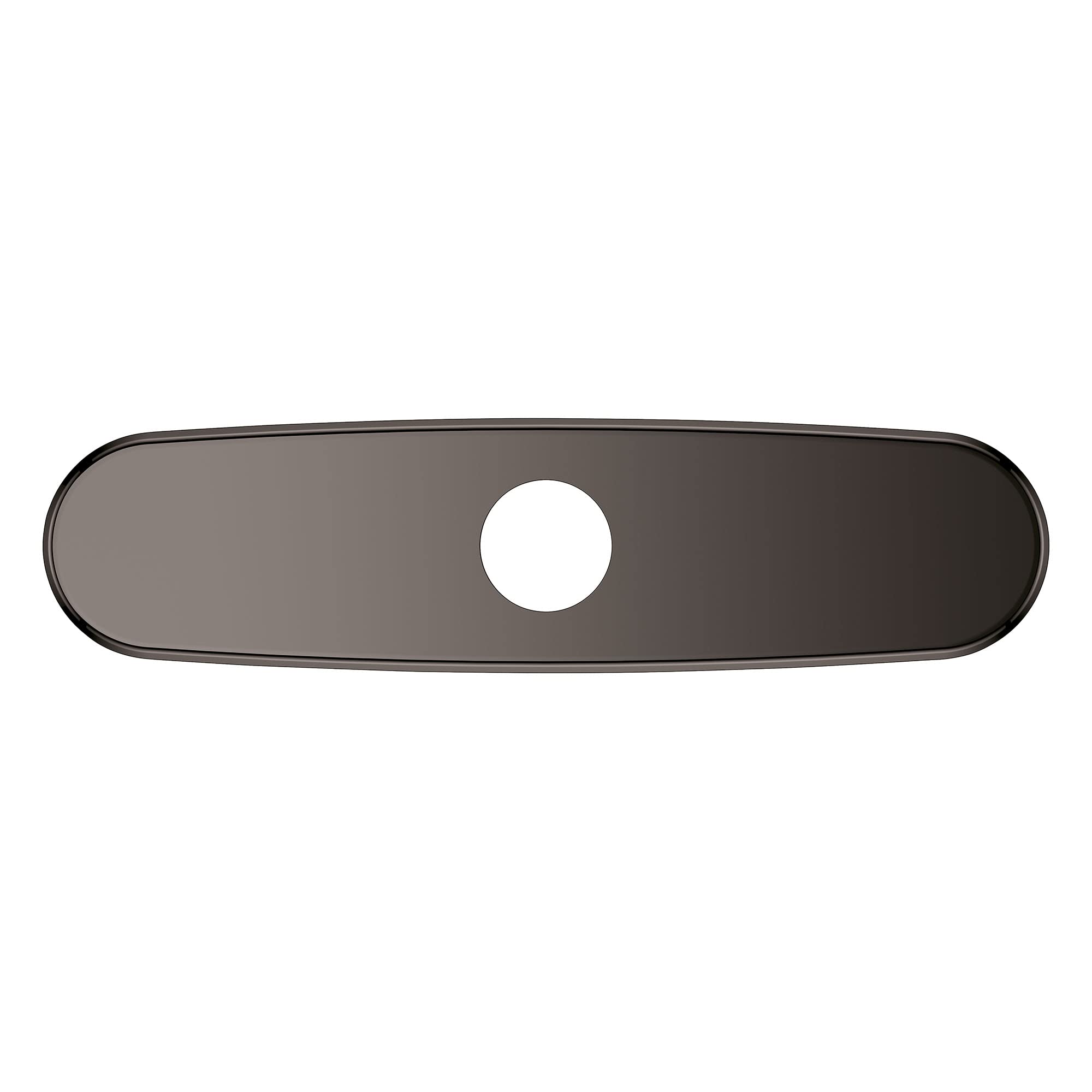 Dark gray elongated escutcheon with rounded edges and a single circular opening.