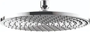 Chrome circular shower head with 240mm diameter face and multiple spray jets.