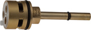 Brass cylindrical cartridge with stem and black rubber seals for Delta diverter valve.