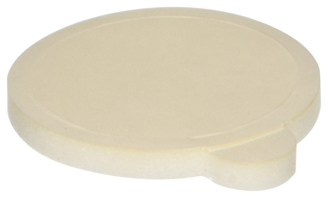 Cream-colored rubber gasket with flat circular top and notched edge attachment point.