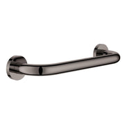 Dark graphite curved grab bar with round wall-mounted flanges on each end.