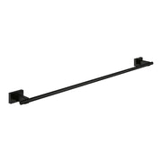 Matte black straight towel bar with square wall-mounted brackets on each end.
