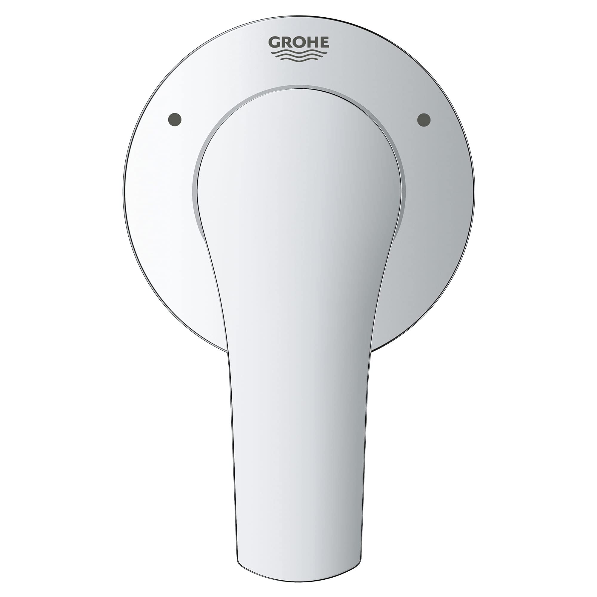 Grohe Eurosmart chrome 3-way diverter trim with round escutcheon plate and lever handle.