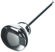 Chrome lift rod and finial assembly with black handle for roman tub diverter control.