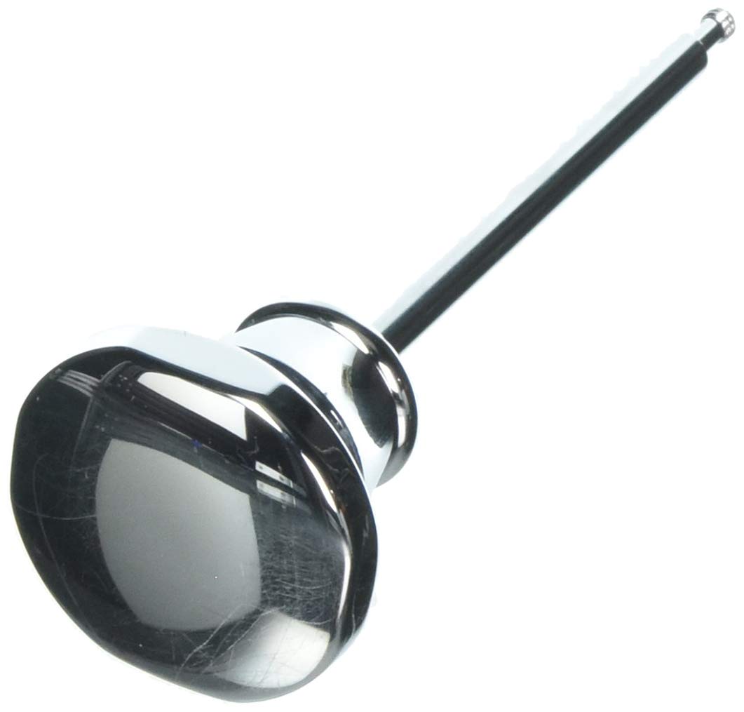 Chrome lift rod and finial assembly with black handle for roman tub diverter control.