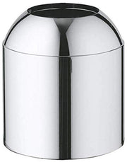 Polished chrome cylindrical cap with domed top and black accent stripe for Grohe faucet repair.