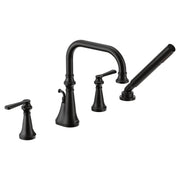 Moen Colinet Two Handle Deck Mount Roman Tub Faucet Trim with Lever Handles and Handshower in Matte Black - TS44504BL