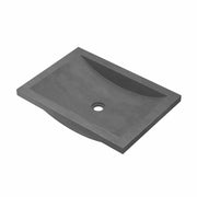 Slate gray rectangular bathroom sink with curved basin and single drain hole.