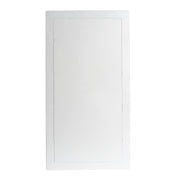 White rectangular wall access panel with recessed frame and hinged door.