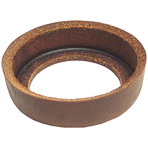 Brown leather cup with textured surface and hollow center opening.