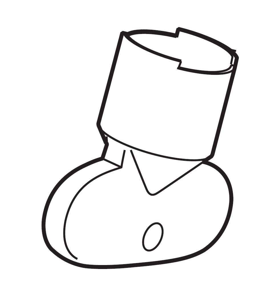 Black line drawing of Delta Compel wrench with cylindrical head and curved base handle.