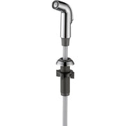 Chrome side spray with hose assembly, featuring angled spray head and threaded connector base.