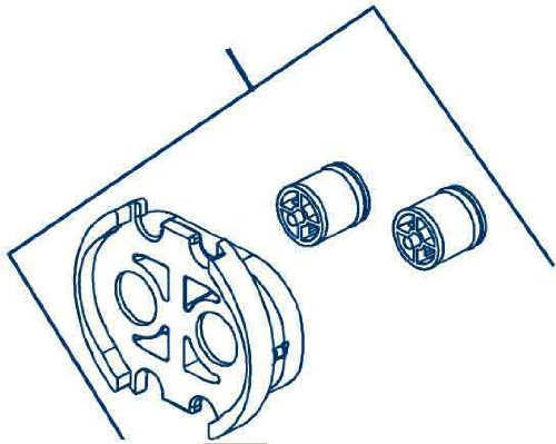 Peerless Core RP73625 check valve assembly with circular body and two cylindrical cartridge components.