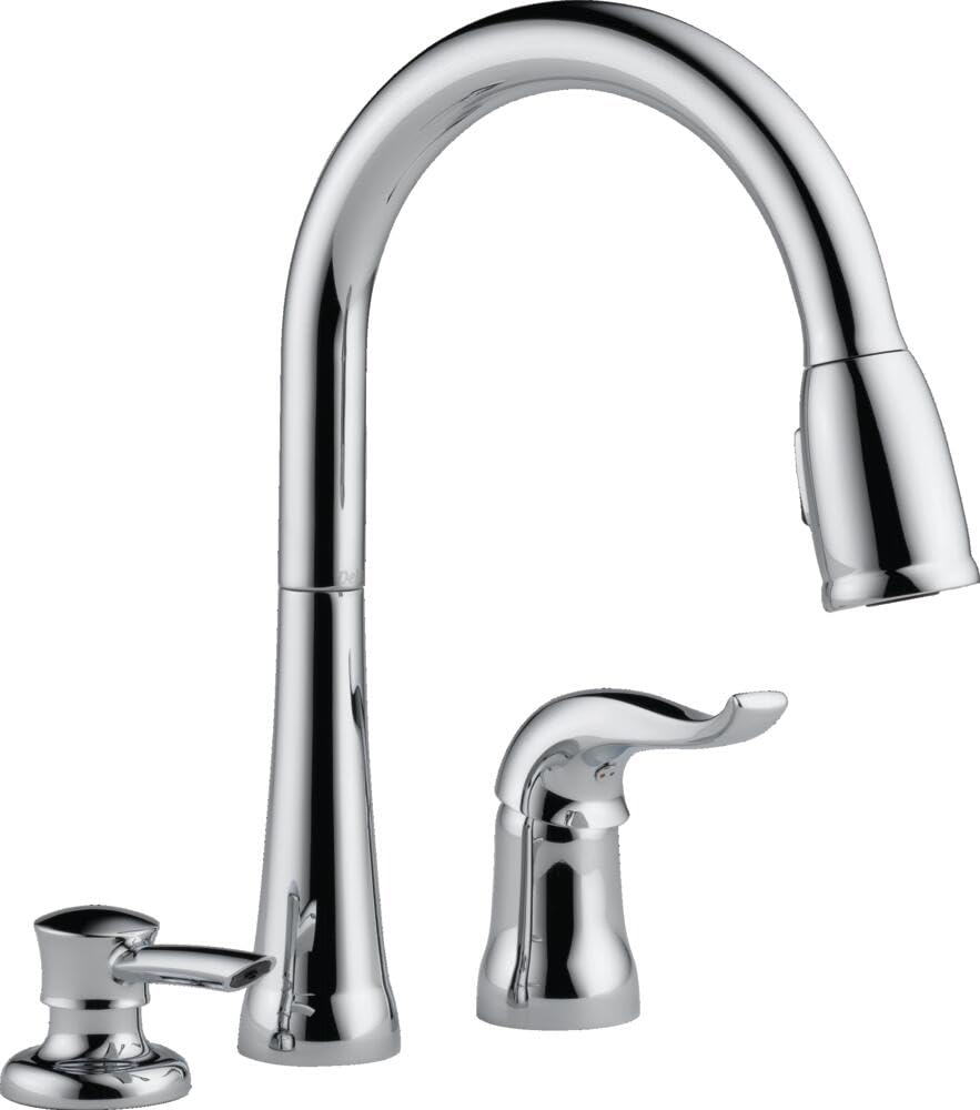 Delta Kate Single Handle Pull-Down Kitchen Faucet with Soap Dispenser