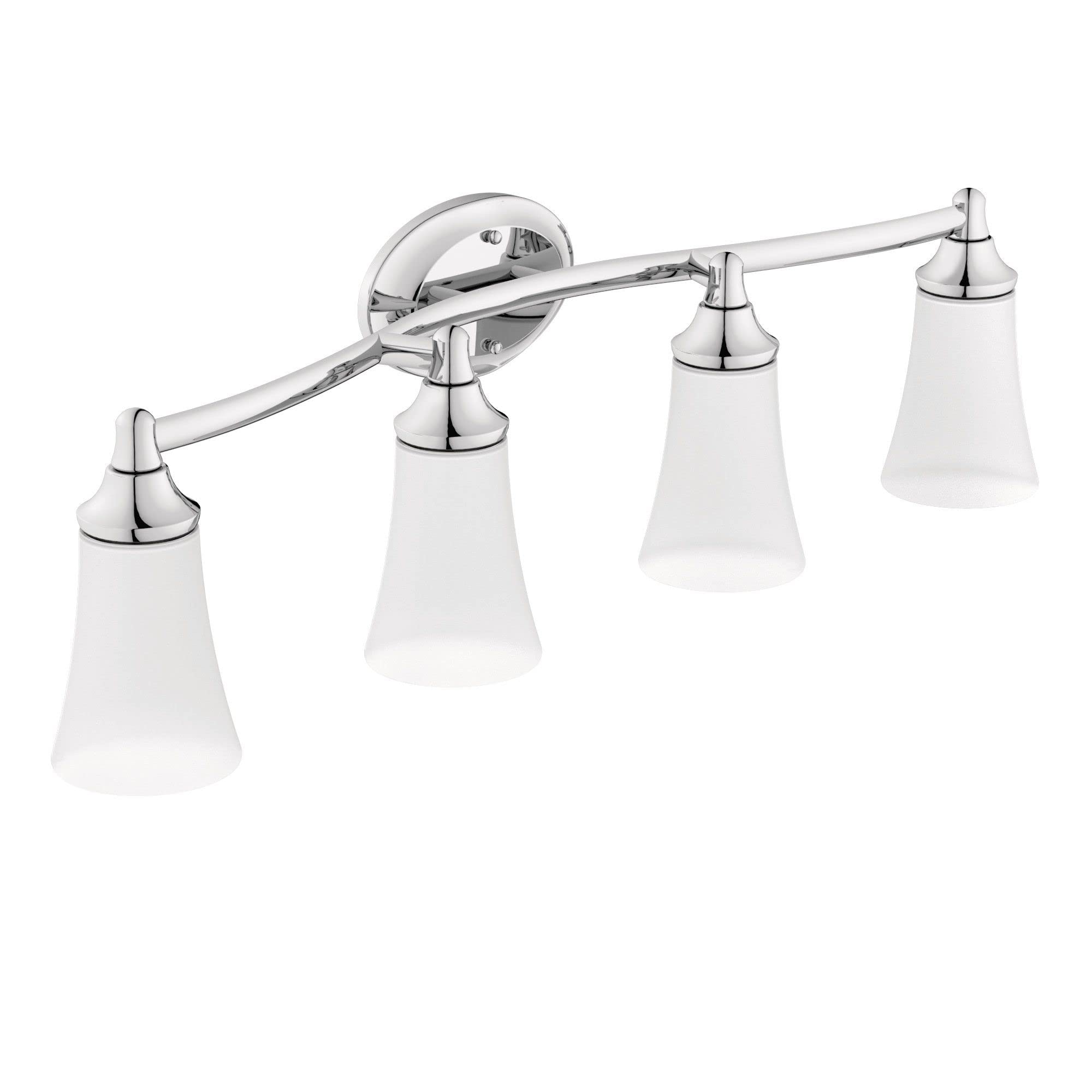 Moen Eva 4 Light Dual Mount Bath Bathroom Vanity Fixture with Frosted Glass in White - YB2864CH