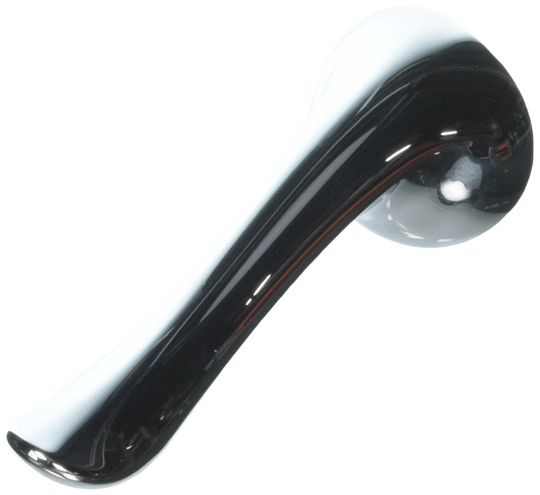 Chrome lever handle with rounded end and mounting base in metallic finish.