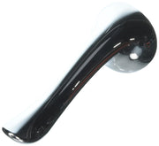 Chrome lever handle with rounded end and mounting base in metallic finish.
