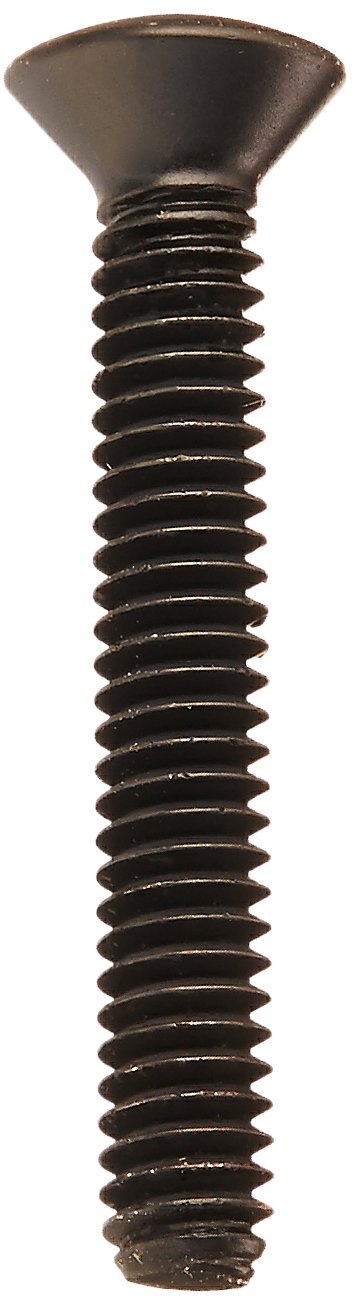 Countersunk screw with flat head and threaded shaft in dark bronze finish.