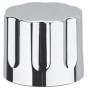 Chrome shut-off valve handle with cylindrical cap and vertical grooved grip surface.