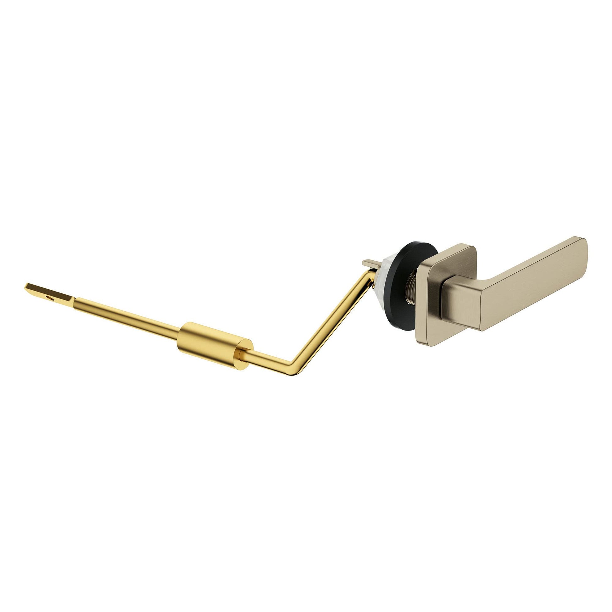 Grohe Eurocube brushed nickel right-hand trip lever with brass rod and mounting hardware assembly.