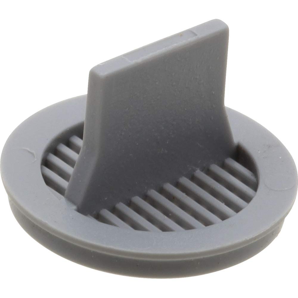 Gray plastic gasket insert with circular base and vertical ridged center piece for shower head assembly.