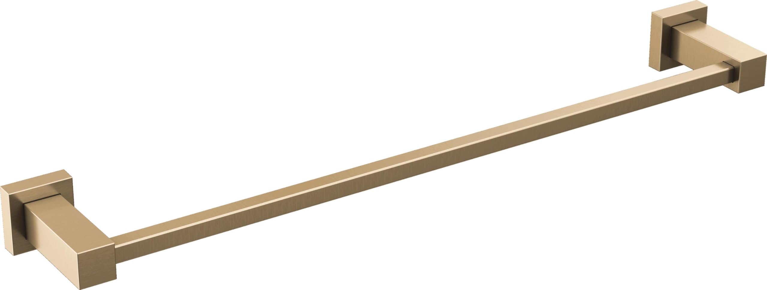 Champagne bronze towel bar with square mounting brackets on each end.