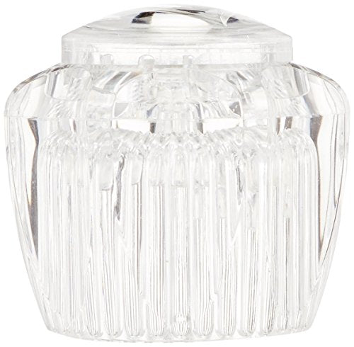 Clear acrylic knob handle with vertical ribbed texture and chrome accent ring.