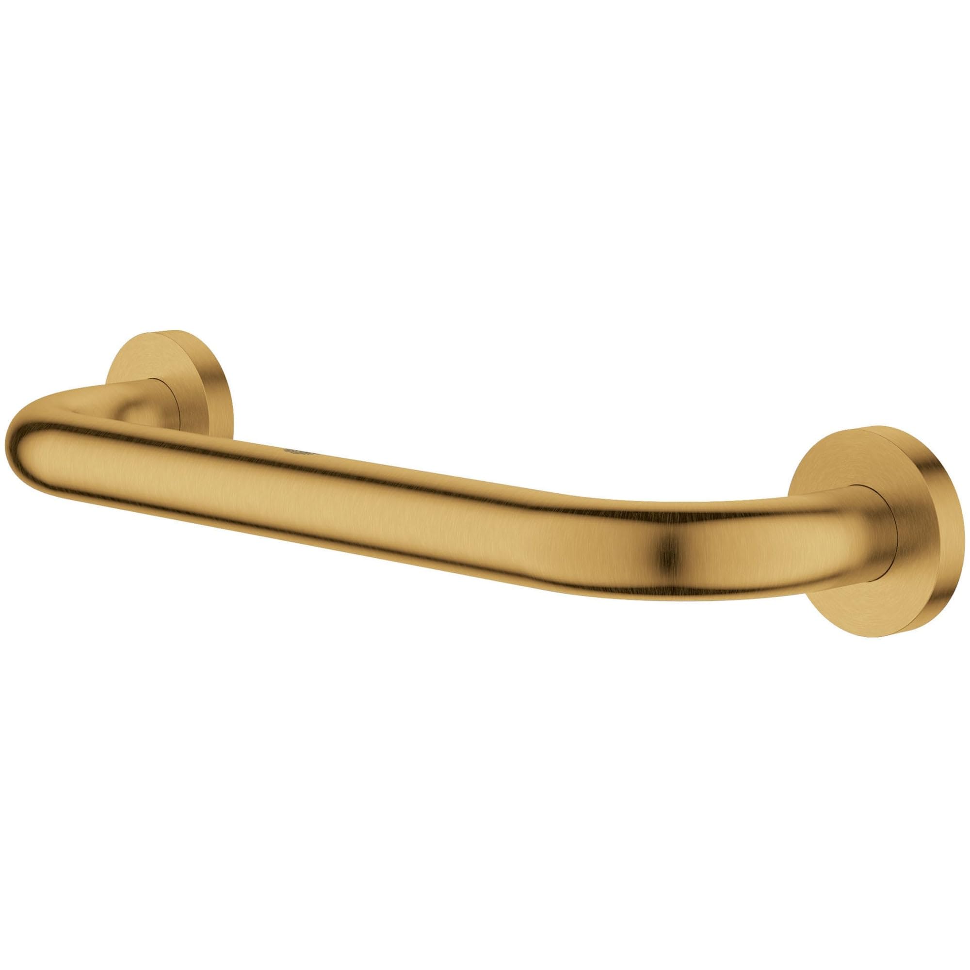Matte black curved grab bar with round wall-mounted flanges on each end.