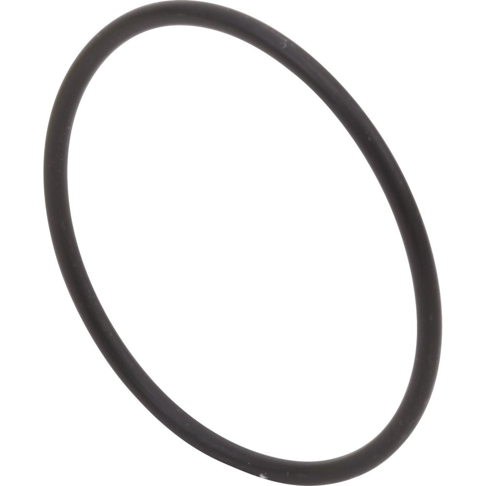 Black rubber o-ring with smooth surface and circular shape.