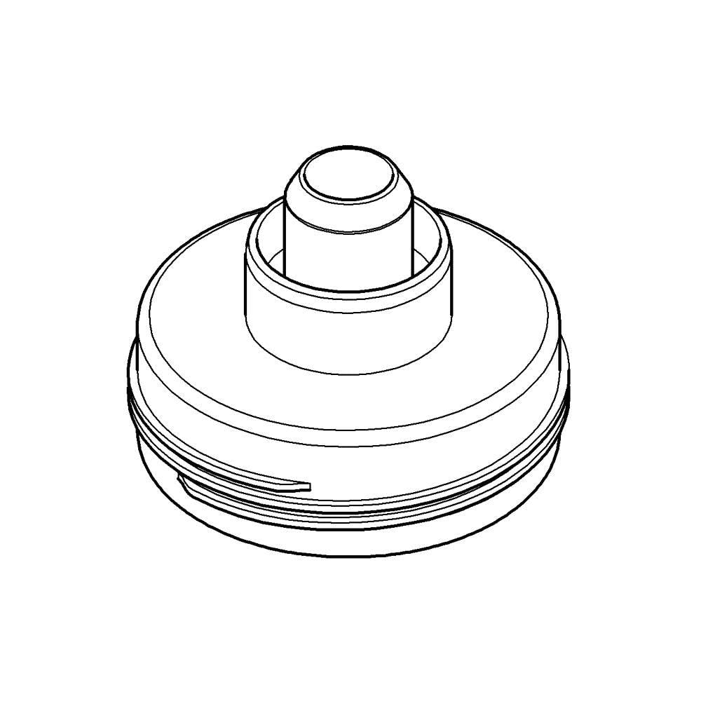 Chrome cleaning cartridge adapter with cylindrical center post and threaded base ring.