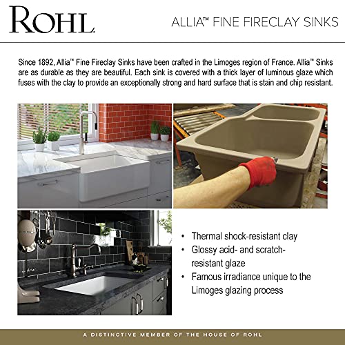 Rohl Allia 24" Fireclay Single Bowl Undermount Kitchen Or Laundry Sink in White - 6347-00