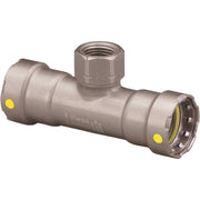 Viega MegaPressG 3/4" x 3/4" x 1/2" Press x Press x Female Tee in Carbon Steel, Zinc-Nickel Coating - 25406